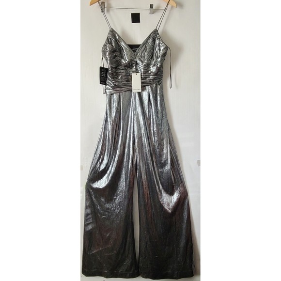 Retrofete Everly Jumpsuit Liquid Metallic Gunmetal Size S $585 NWT - Picture 8 of 15